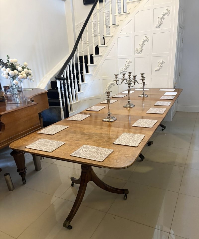 Antique Regency Mahogany 12 Seater Three Pillar Extending Dining Table - Image 3